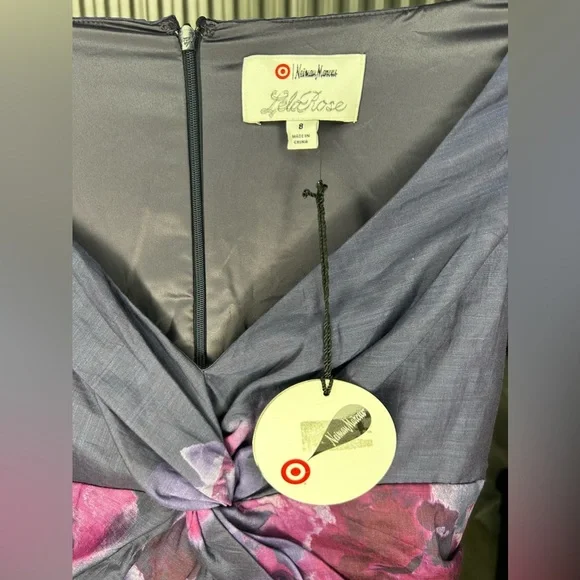 Womens Neiman Marcus Lela Rose Purple Floral Cotton Silk Sleeveless Dress Size 8 - Picture 4 of 6